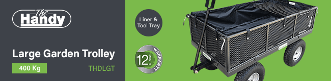 Handy THDLGT Large Steel Garden Trolley Liner Tray Punctureless Wheels