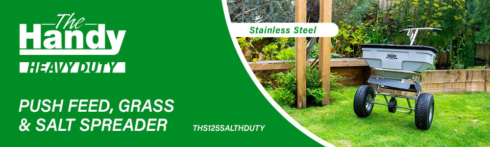 Handy THS125SALTHDUTY Stainless-Steel Heavy-Duty
Push Feed, Grass & Salt Broadcast Spreader Handy THS125SALTHDUTY Stainless Steel Heavy Duty Push Feed Grass Salt Broadcast Spreader