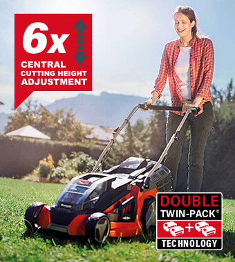 Central cutting 6x height adjustment Einhell GE-CM 43 Li M 36v Cordless Brushless Lawnmower 430mm cutting height adjustment