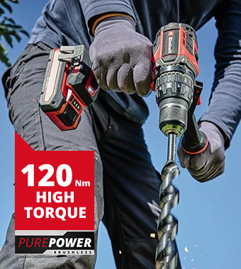 Max Torque (hard): 120 Nm Einhell Professional TP-CD 18/120 Li-I BL 18v Combi Drill Brushless PurePOWER motor