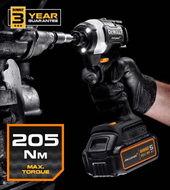 Delivers up to 205Nm of torque in a
compact 100mm body, engineered
for the toughest jobs. DeWalt DCF85MP2T McLaren F1 High Torque 205Nm Ultra Compact Impact Driver