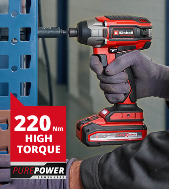 Max Torque (hard): 220 Nm Einhell Professional TP-CI 18/220 Li BL Cordless Impact Wrench Brushless PurePOWER motor