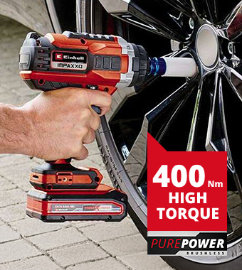 Max Torque (hard): 400 Nm Einhell Professional IMPAXXO 18/400 Cordless Impact Wrench Brushless PurePOWER motor