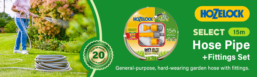Hozelock Select Garden Hose Pipe with Fittings Set 15m Hozelock Select Garden Hose Pipe Fittings Set 100-100-581