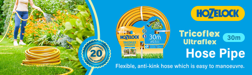 Tubo Hozelock Trico Flex Ultra Max 30 M – Antiurto 5 Strati, Max Flusso D’Acqua, Garanzia 25 Anni