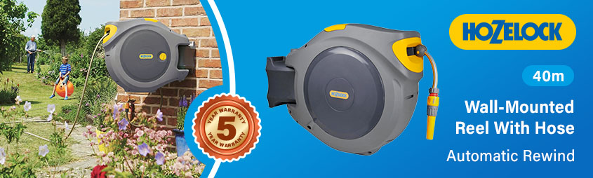 Hozelock 2595 Wall Mounted Auto Hose Reel Hozelock 2595 Large Wall Mounted Auto 40m Hose Reel