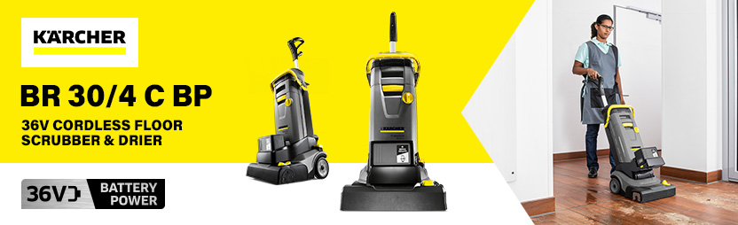 Karcher BR 30/4 C BP Professional 36v Cordless Small Area Floor Cleaner and Scrubber Drier Karcher BR 30/4 C BP Professional 36v Cordless Small Area Floor Cleaner and Scrubber Drier