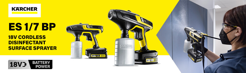 Karcher ES 1/7 BP
18v Cordless Disinfectant
Surface Sprayer Karcher ES 1-7 BP 18v Cordless Disinfectant Surface Sprayer