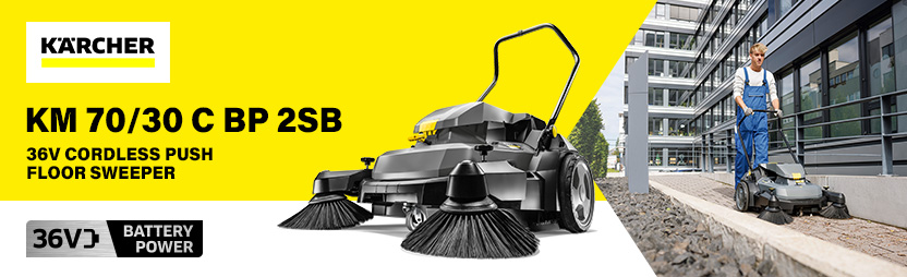 Karcher KM 70/30 C BP 2SB Professional 36v Cordless Push Floor Sweeper Karcher KM 70/30 C BP 2SB Professional 36v Cordless Push Floor Sweeper