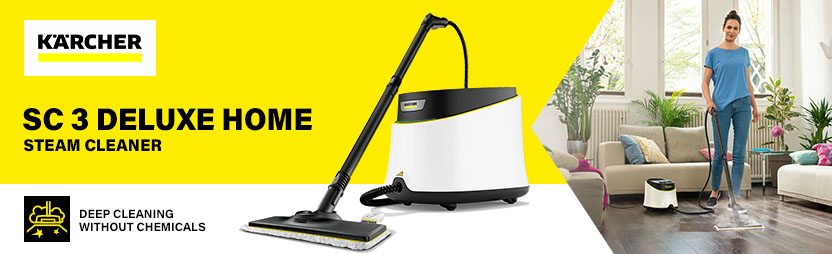 Kärcher SC 3 Deluxe Home Steam Cleaner – Deep Cleaning Without Chemicals Kärcher SC 3 Deluxe Home steam cleaner with EasyFix floor nozzle and steam pipe, deep cleaning without chemicals