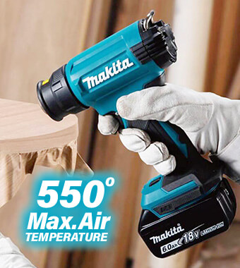 Max. 550° Air Temperature Makita DHG181 Cordless LXT Heat Gun Air Temperature