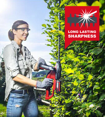 Laser-cut, diamond-ground steel blade. Einhell GE-CH 1855/1 Li Hedge Trimmer 550mm