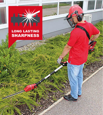 Laser-cut, diamond-ground steel blade. Einhell GE-HH 18/45 Li T Telescopic High Reach Hedge Trimmer