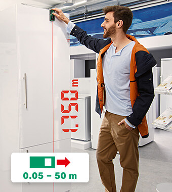 Precise measurements up to 50 m with
app-connected documentation
• Laser-precise measurements of distances up to 50 m.
• Integrated functions for easy gauging of length,
surface areas, and volumes. Bosch 0603672301 UniversalDistance 50C Laser Distance Measure
