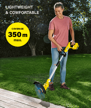 350 m
Cutting Performance
per Battery Charge
Lightweight and comfortable Karcher LTR 1830 18v Grass Trimmer Light Weight Lightweight Comfortable