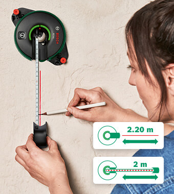 All-in-one: line laser with integrated measuring tape
for easy attachment, alignment, and measurement. Bosch 0603663A03 ATINO Line Laser Level Measuring Tape
