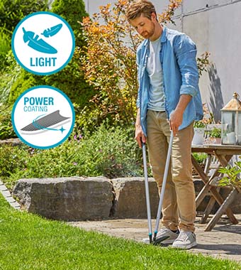 94 cm length with ergonomic
handles and robust steel tubes for
stable and precise grass cutting. Gardena 12101-28 Long Grass Shears Lightweight edging powder coated corrosion resistance Steel 94cm length trimming lawn edges