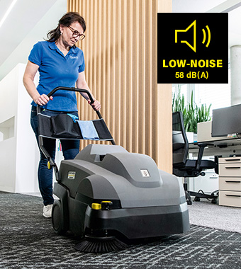 Low operating noise of 56 dB(A)
and suitable for noise-sensitive areas. Karcher CVS 65/1 BP Professional 36v Floor Sweeper
