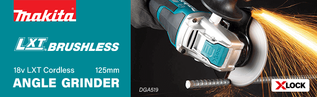 Makita 18v LXT Cordless
X-Lock Brushless
Angle Grinder 125mm
DGA519 Makita DGA519 18v LXT Cordless XLock Brushless 125mm Angle Grinder