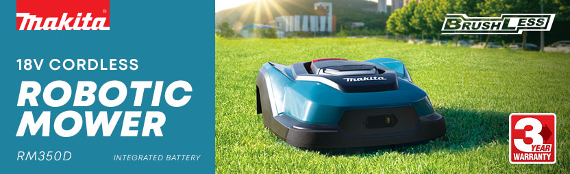 Makita RM350D 18V Cordless Brushless Robotic Mower with Integrated Battery Makita RM350D 18V cordless brushless robotic lawnmower with integrated battery and 3-year warranty
