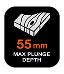Max Plunge Depth: 55 mm KW1200EKA Plunge Depth