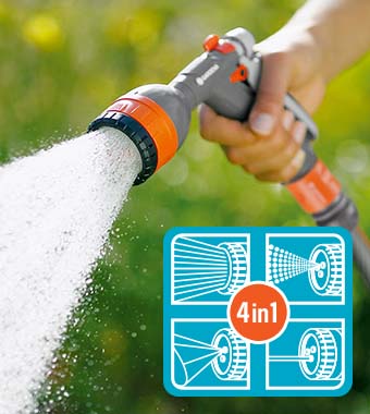 Convenient sprayer for variable
watering and cleaning tasks. Gardena 18961-28 Basic Multi-Spray Water sprayer Gun Set UV-resistant frost-proof Anti-Splash Tap Connector
