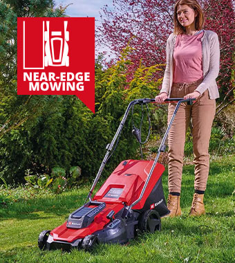 Integrated lawn comb enables a
particularly uniform mowing pattern
and facilitates near-edge mowing. Einhell GC-EM 1800/43 Electric Rotary Lawnmower 43cm 1800 W 50 litre grass collection box