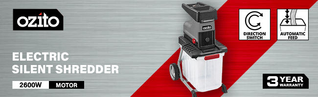 Ozito
2600W Electric
Silent Shredder Ozito Electric Silent Shredder SSH2540CBU