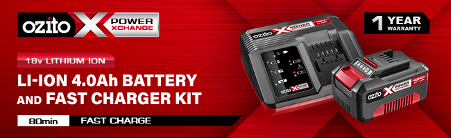 Ozito PXBC-004U 18v Cordless Fast Charger Battery 4ah Kit