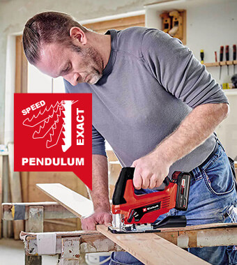 Selectable pendulum action for fast cutting. Einhell TC-JS 18 Li Jigsaw pendulum action