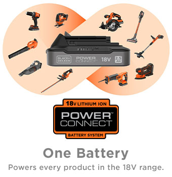 Black Decker BDL2518S Genuine PowerConnect 18v Li-ion Battery 2.5Ah robust compact LED charge level indicator