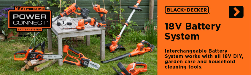 Compatible with the Powerconnect® 18V BLACK+DECKER® system. View Range > Black Decker GKC1820L 18v Cordless Powerconnect Battery System