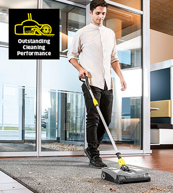 Karcher EB 30/1 — Outstanding Cleaning Performance Karcher EB 30/1 cordless electric broom with outstanding cleaning performance on carpet and hard floors