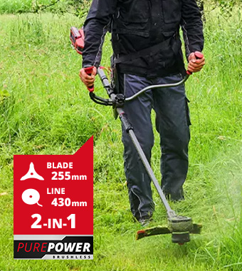 Cutting Width (blade): 255mm
Cutting Width (line): 430mm Einhell Professional GP-BC 36/430 Li BL 36v Cordless Brush Cutter