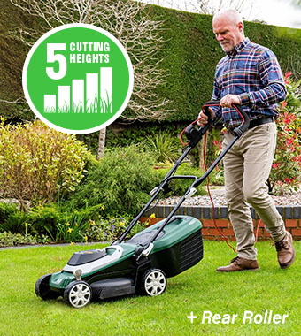 Webb WEER33RR Classic Supreme Electric Rotary Lawnmower Rear Roller 33cmm 30-litre collection box