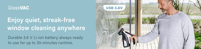 Bosch GlassVAC Solo Plus Rechargeable USB Charging Runtime