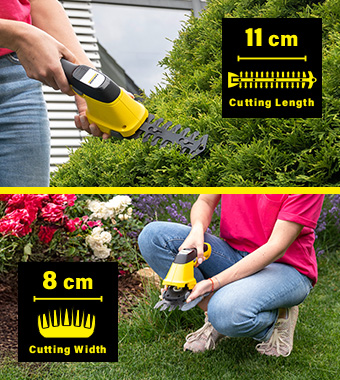 Battery-powered 2-in-1 grass and shrub shears. Karcher GSH 2 PLUS Rechargeable Battery-powered 2-in-1 Grass and Shrub Shears