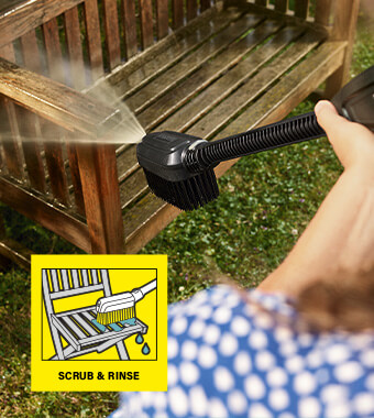 Ideal for cleaning garden furniture,
bicycles and motorcycles. Karcher KHB5 Wash Brush KHB6 Cordless Scrub Rinse Cleaners Motorcycle Bicycle Garden furniture