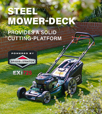 Durable steel cutter deck. Premium Briggs & Stratton 725EXI engine. Webb Supreme WER21HW4 steel cutter decks premium Briggs Stratton 725EXI engine Collection Mulch Rear Discharge Side Discharge