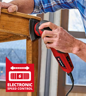 The speed control electronics enable
precise power adaptation for each task. Einhell TC-DS 20 E Detail Delta Sander