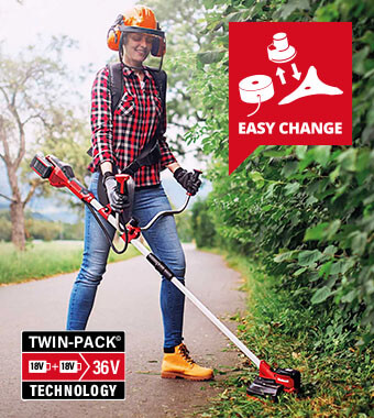 Split shaft for easy transport
and space saving storage. Einhell AGILLO 36/255 BL 36v Cordless Split Shaft Brush Cutter Line Trimmer