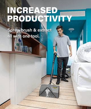 Increased productivity
Spray, brush and extract - all with one tool. Karcher PW301 Productivity Brush