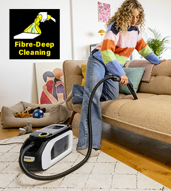 Cleaning deep into the fibres of textile surfaces. Karcher SE 3 COMPACT Spray Extraction Spot Cleaner