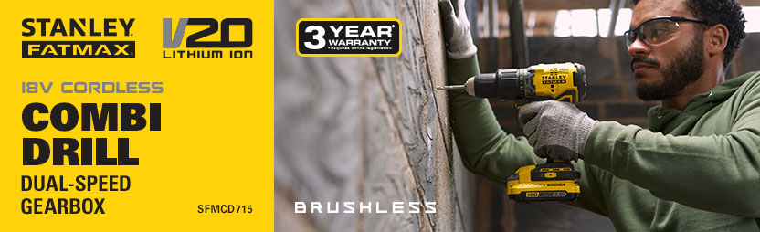 Stanley FatMax V20
18v Brushless Cordless
Combi Drill SFMCD715 Stanley FatMax V20 18v Brushless Cordless Combi Drill SFMCD715