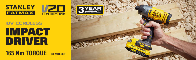 Stanley FatMax V20
18v Cordless
Impact Driver
SFMCF800 Stanley FatMax V20 18v Cordless Impact Driver SFMCF800