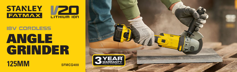 Stanley FatMax V20
18v Cordless
Angle Grinder 125mm
SFMCG400 Stanley FatMax V20 18v Cordless Angle Grinder 125mm SFMCG400