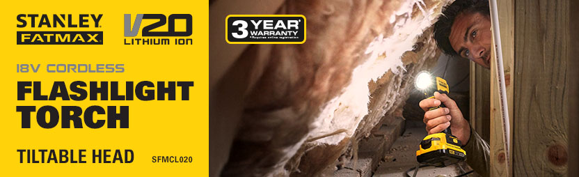 Stanley FatMax V20
18v Cordless
Flashlight Torch
SFMCL020 Stanley FatMax V20 18v Cordless Flashlight Torch SFMCL020