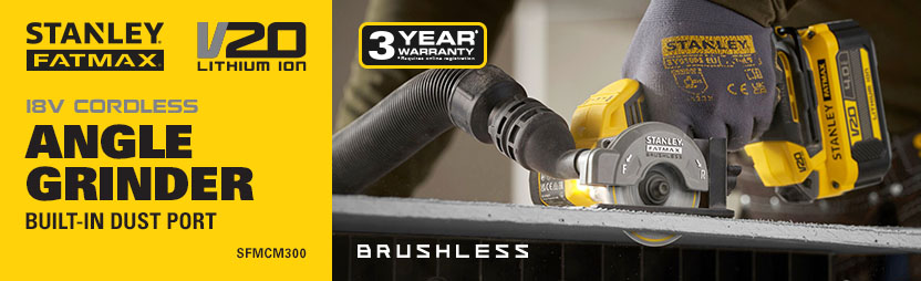 Stanley FatMax V20
18v Cordless Brushless
Angle Grinder 76mm
SFMCM300 Stanley Fatmax V20 18v Cordless Brushless Angle Grinder 76mm SFMCM300