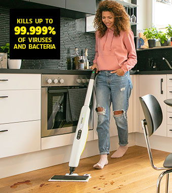 Karcher SC 3 Upright Steam Cleaner Mop — Kills 99.999% of Viruses & Bacteria Karcher SC 3 Upright steam mop killing 99.999% of viruses and bacteria