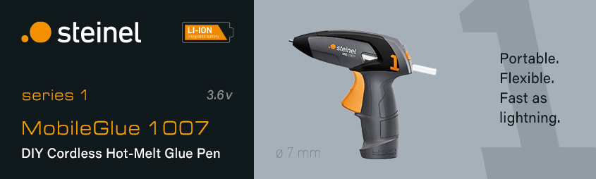 Steinel MOBILEGLUE 1007 DIY
Cordless Hot-Melt Glue Applicator Steinel MOBILEGLUE 1007 DIY Cordless Hot Melt Glue Gun Applicator